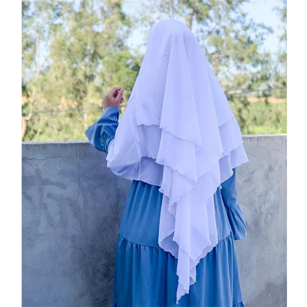 3 Layers Chiffon Hijabs Islamic Clothing Ramadan Eid Headdress