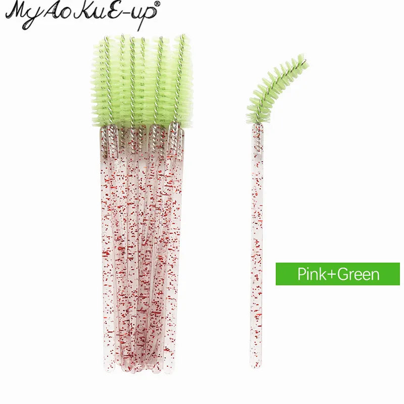 New Crystal Eyelashes 150 Pcs Diamond Handle Brush Mascara Wands Applicator Cosmetic Brush Disposable Make Up Brushes Tools
