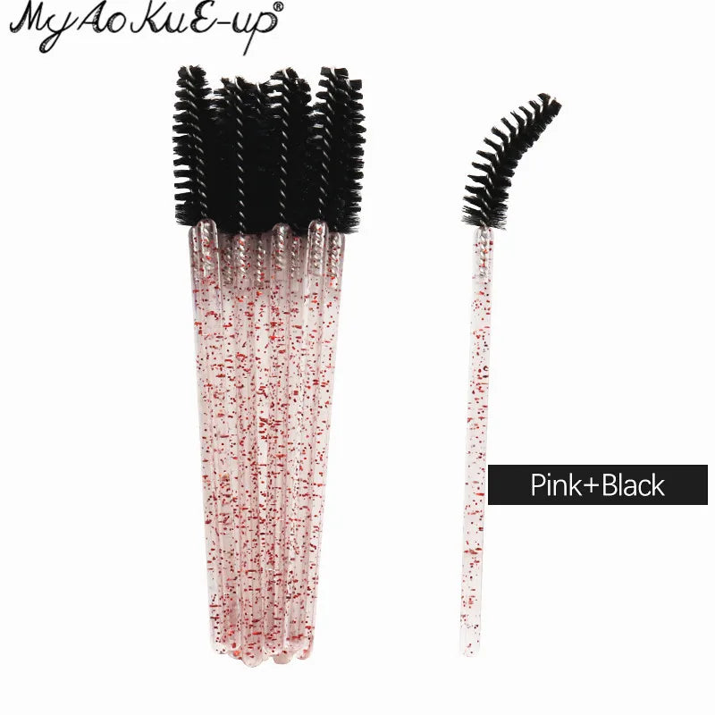 New Crystal Eyelashes 150 Pcs Diamond Handle Brush Mascara Wands Applicator Cosmetic Brush Disposable Make Up Brushes Tools