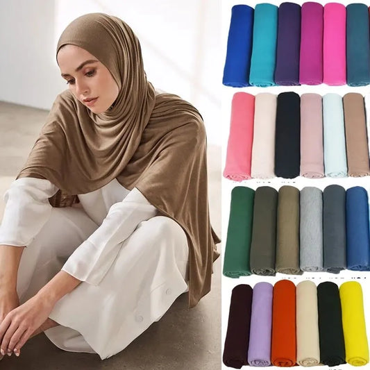 Soft Hijabs Scarf Shawl Plain Cotton Jersey Scarves
