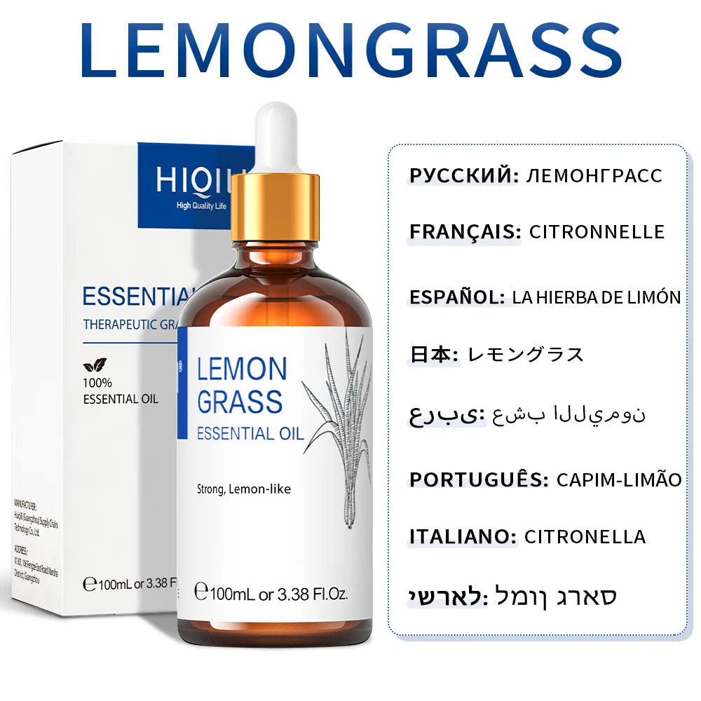 HIQILI 100ML Lavender Jasmine Rose Vanilla Mint  Eucalyptus Lemon Essential Oils