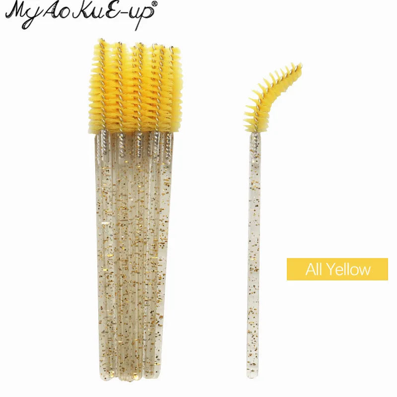 New Crystal Eyelashes 150 Pcs Diamond Handle Brush Mascara Wands Applicator Cosmetic Brush Disposable Make Up Brushes Tools
