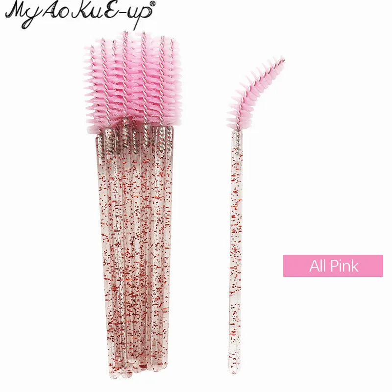 New Crystal Eyelashes 150 Pcs Diamond Handle Brush Mascara Wands Applicator Cosmetic Brush Disposable Make Up Brushes Tools