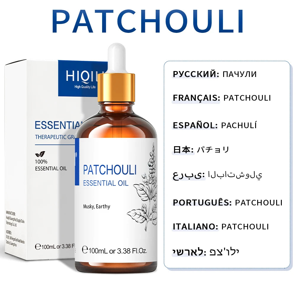 HIQILI 100ML Lavender Jasmine Rose Vanilla Mint  Eucalyptus Lemon Essential Oils