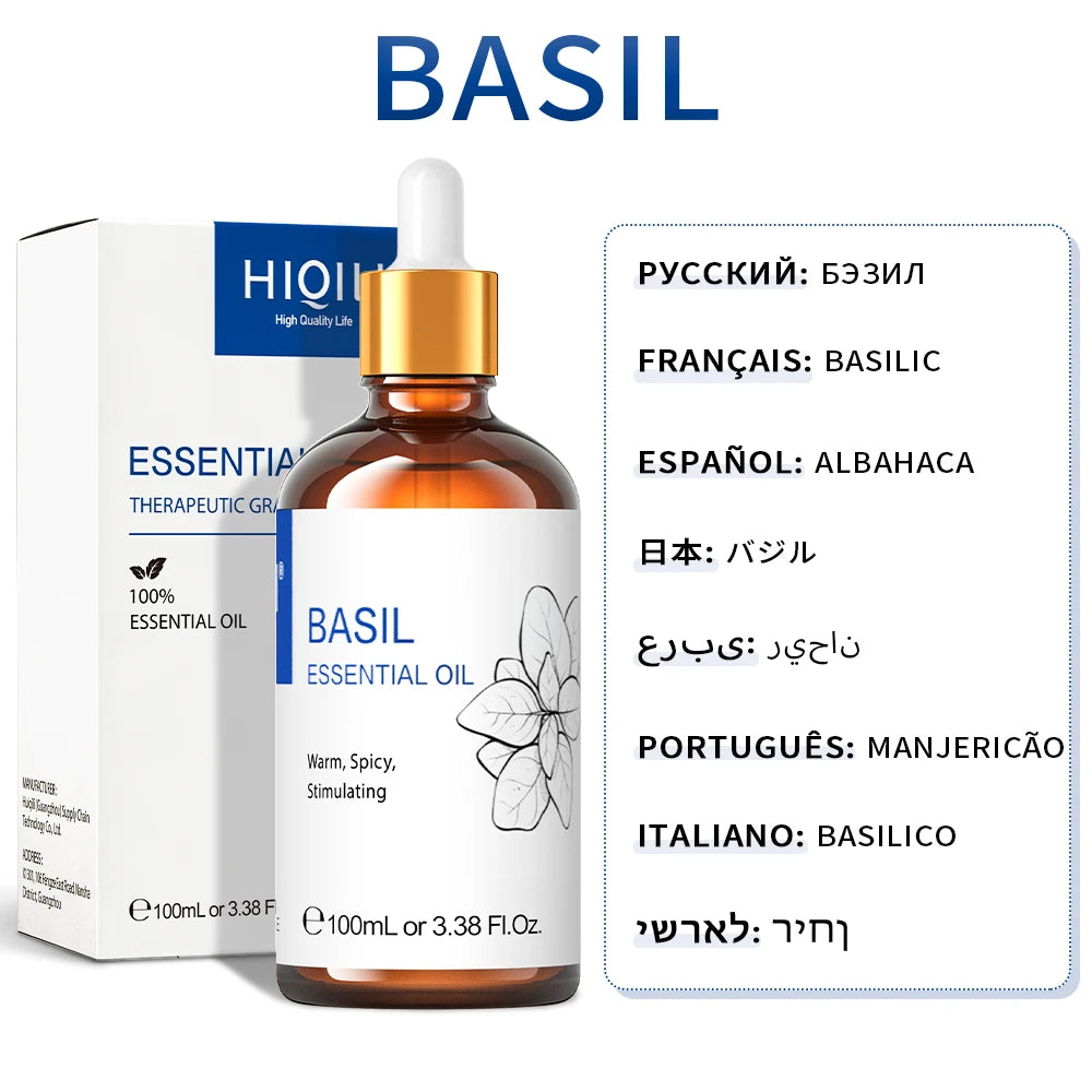 HIQILI 100ML Lavender Jasmine Rose Vanilla Mint  Eucalyptus Lemon Essential Oils