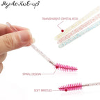 New Crystal Eyelashes 150 Pcs Diamond Handle Brush Mascara Wands Applicator Cosmetic Brush Disposable Make Up Brushes Tools