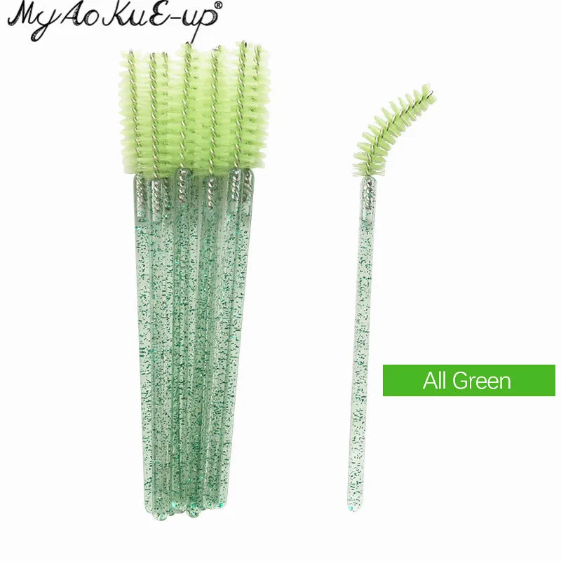 New Crystal Eyelashes 150 Pcs Diamond Handle Brush Mascara Wands Applicator Cosmetic Brush Disposable Make Up Brushes Tools
