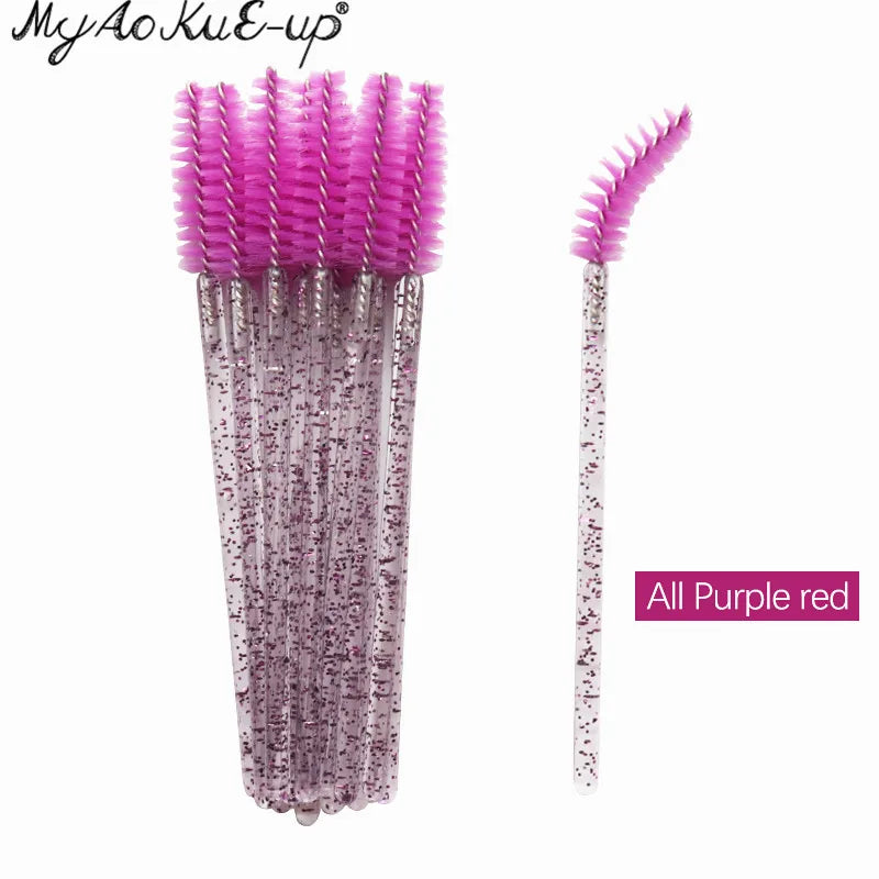 New Crystal Eyelashes 150 Pcs Diamond Handle Brush Mascara Wands Applicator Cosmetic Brush Disposable Make Up Brushes Tools