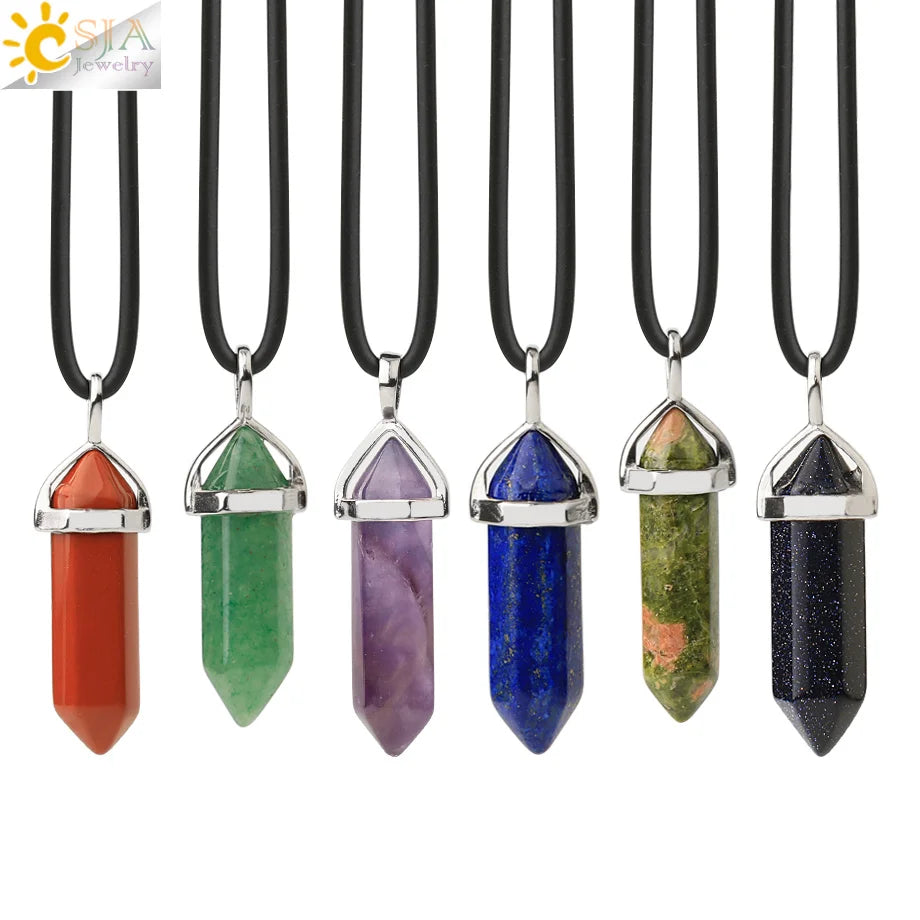 Hexagonal Bullet Crystal Necklaces