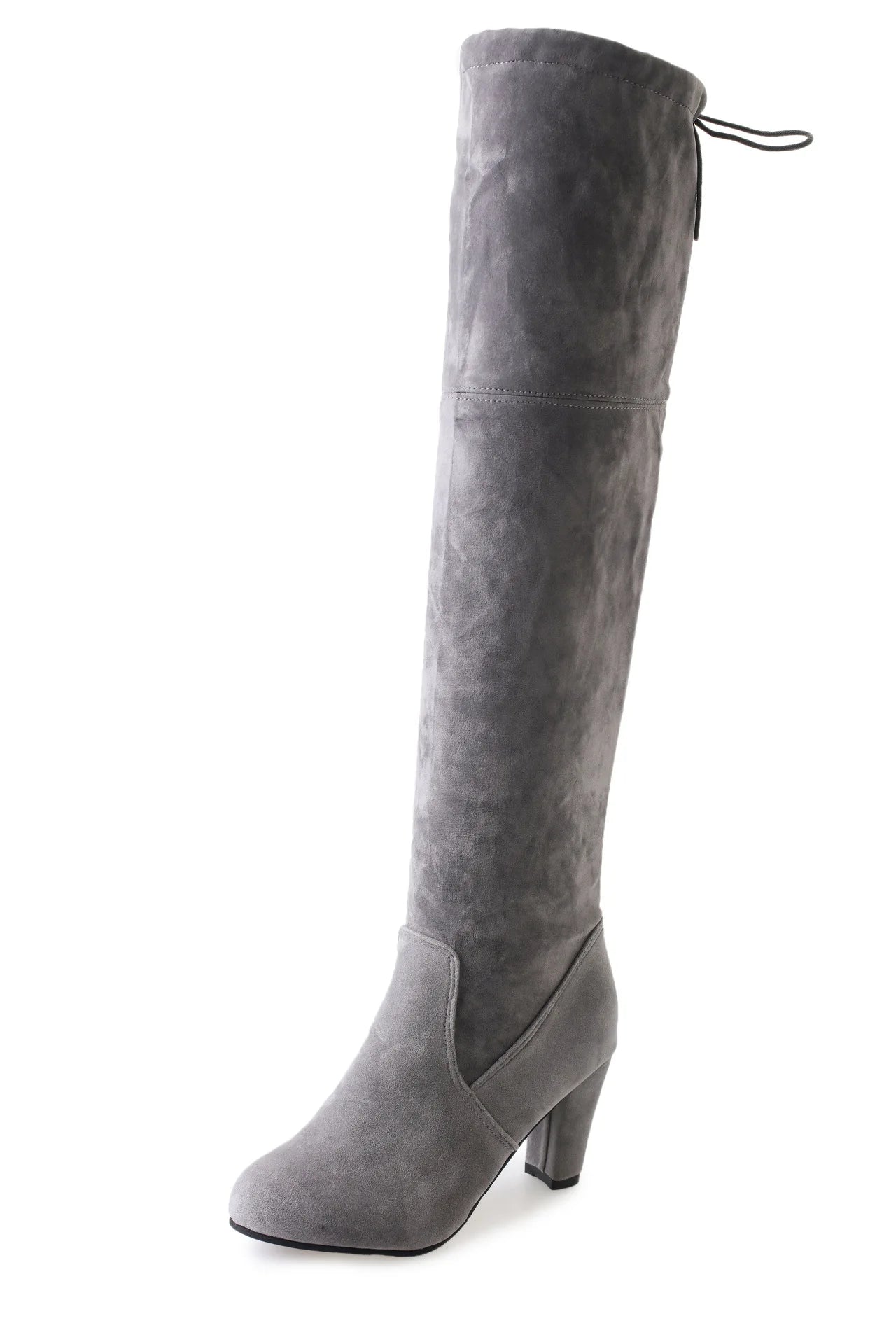 Faux Suede Over The Knee Boots Lace Up