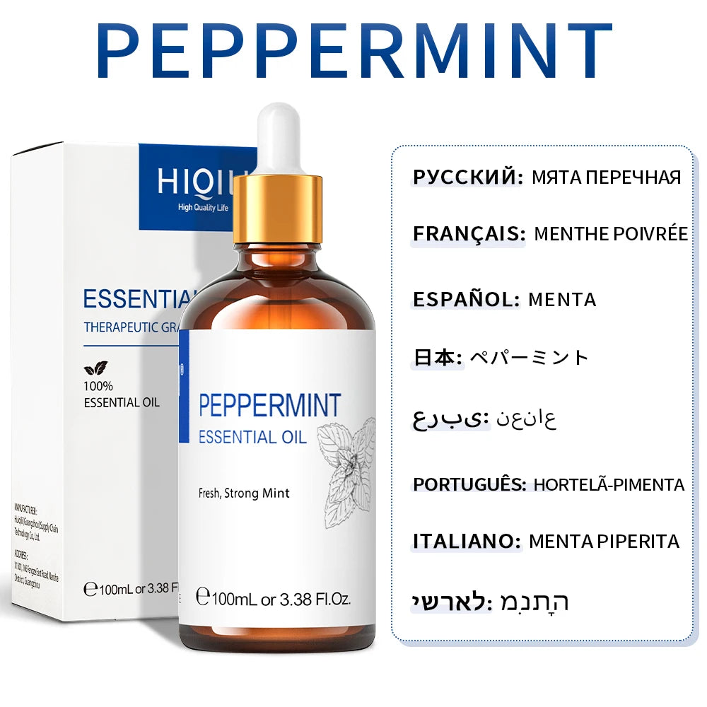 HIQILI 100ML Lavender Jasmine Rose Vanilla Mint  Eucalyptus Lemon Essential Oils