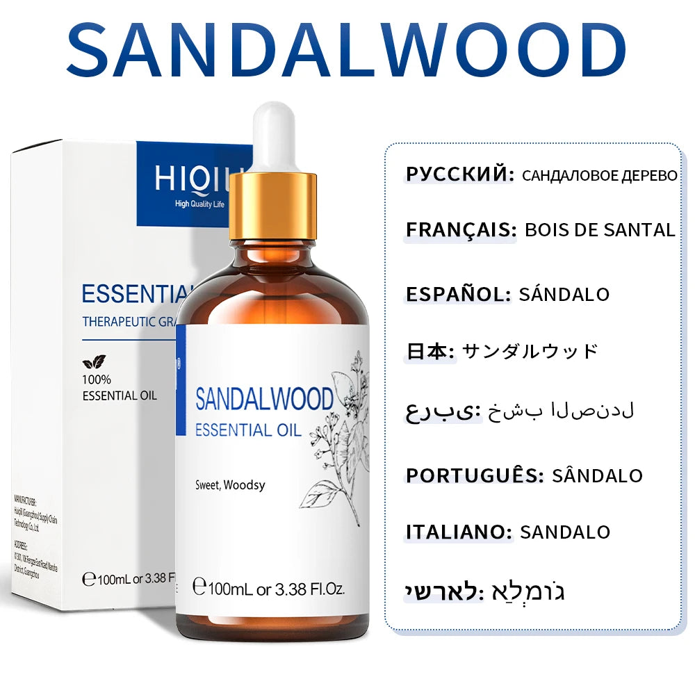 HIQILI 100ML Lavender Jasmine Rose Vanilla Mint  Eucalyptus Lemon Essential Oils