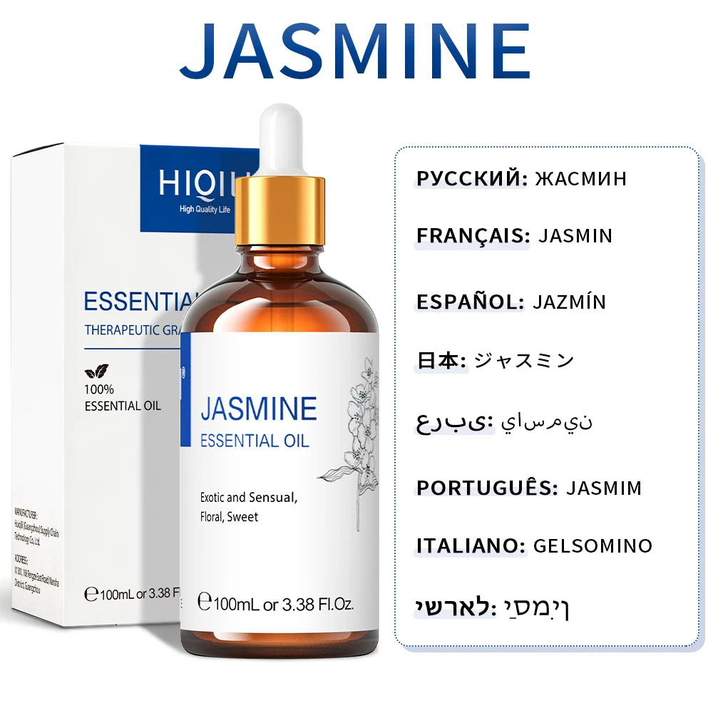 HIQILI 100ML Lavender Jasmine Rose Vanilla Mint  Eucalyptus Lemon Essential Oils