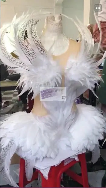 fashion show swan feather dress costumes