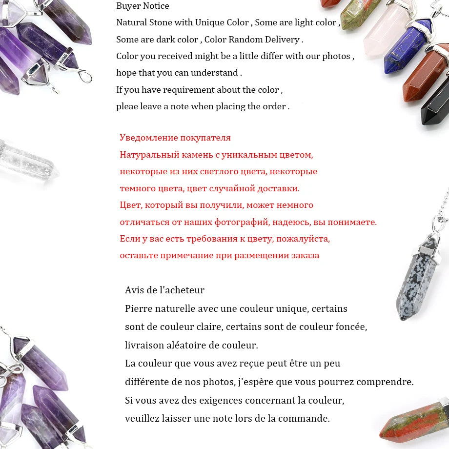 Hexagonal Bullet Crystal Necklaces