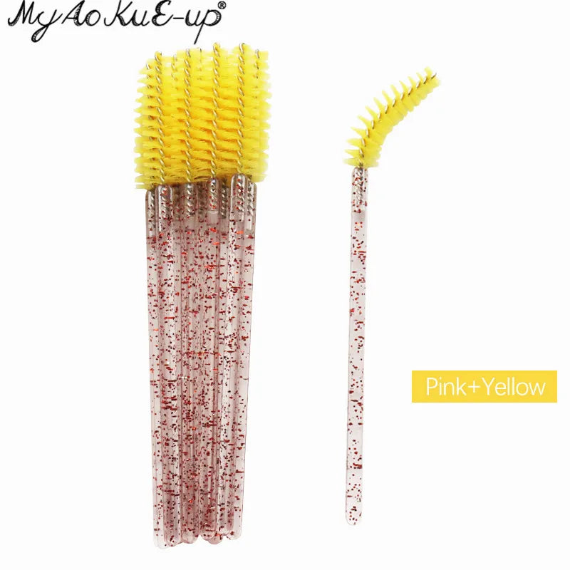 New Crystal Eyelashes 150 Pcs Diamond Handle Brush Mascara Wands Applicator Cosmetic Brush Disposable Make Up Brushes Tools