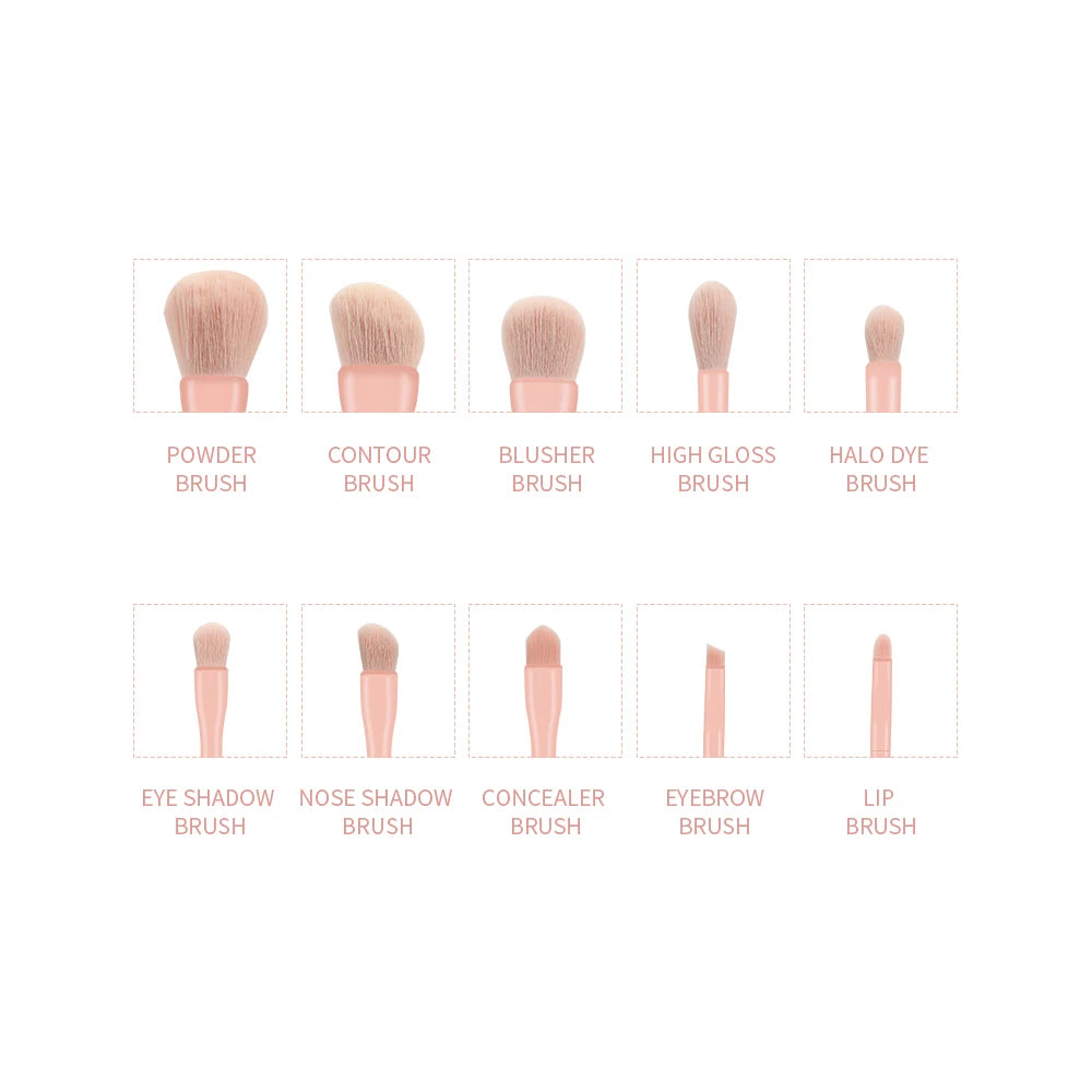 GAHAMACA Makeup Brushes Set 10pcs