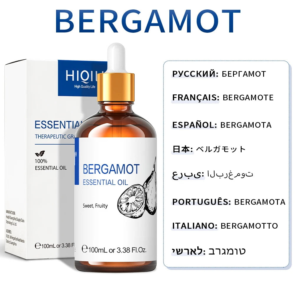 HIQILI 100ML Lavender Jasmine Rose Vanilla Mint  Eucalyptus Lemon Essential Oils
