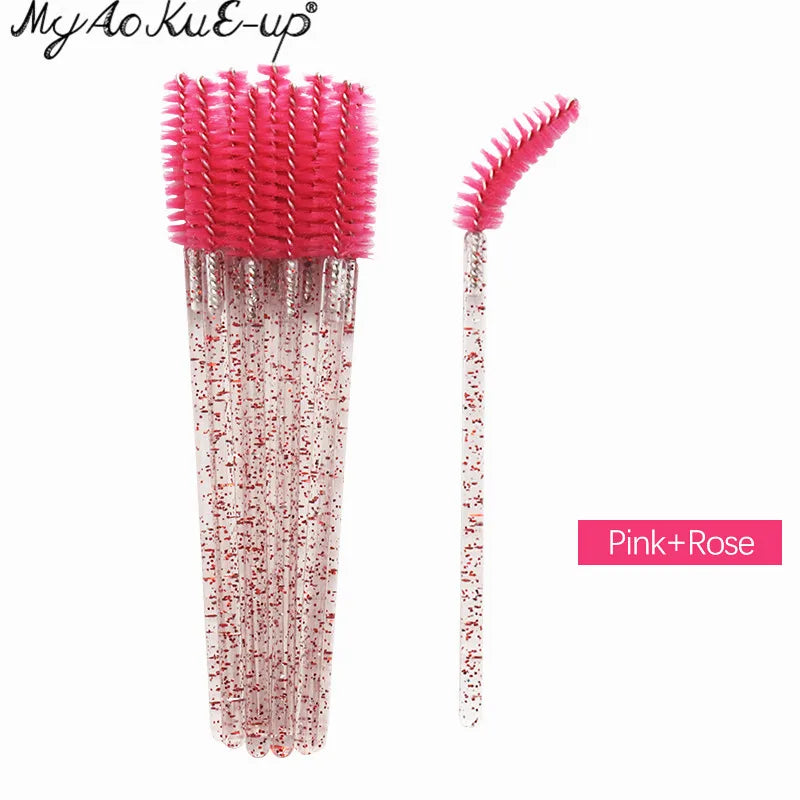 New Crystal Eyelashes 150 Pcs Diamond Handle Brush Mascara Wands Applicator Cosmetic Brush Disposable Make Up Brushes Tools