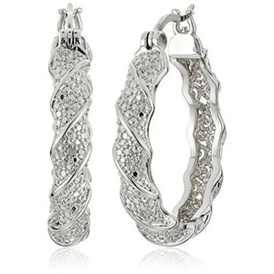 Copper Twisted diamond Hoop Earrings