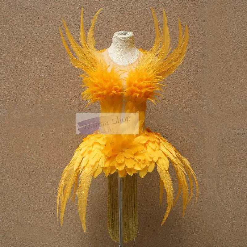 fashion show swan feather dress costumes