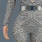 Rhinestone Pearls Spandex Jumpsuit