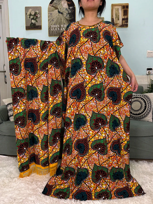 Abayas For Women Printed Cotton Soft Loose Fit Femme Robe