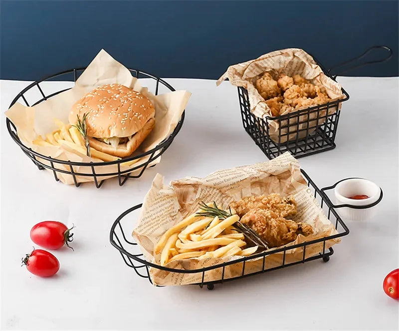 10 pcs set black French Fries Basket