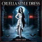 cruella de Ville, women's black and white spotted dog costume