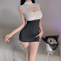 Summer Sex Dress Sexy OL Secretary Uniform With Breast Peel Free And Hip Perspective Skirt Casual Women Dresses Evening Dresses