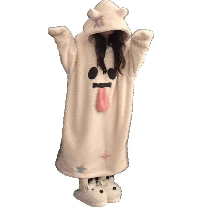 Cute  coral fleece bathrobe