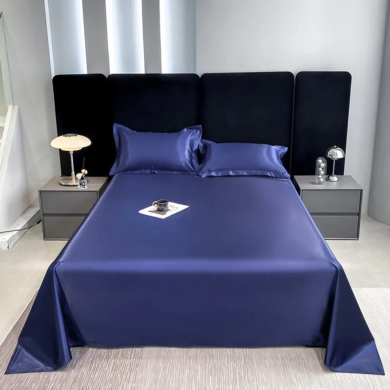 1pc Plain Satin Solid Color Bed Sheets