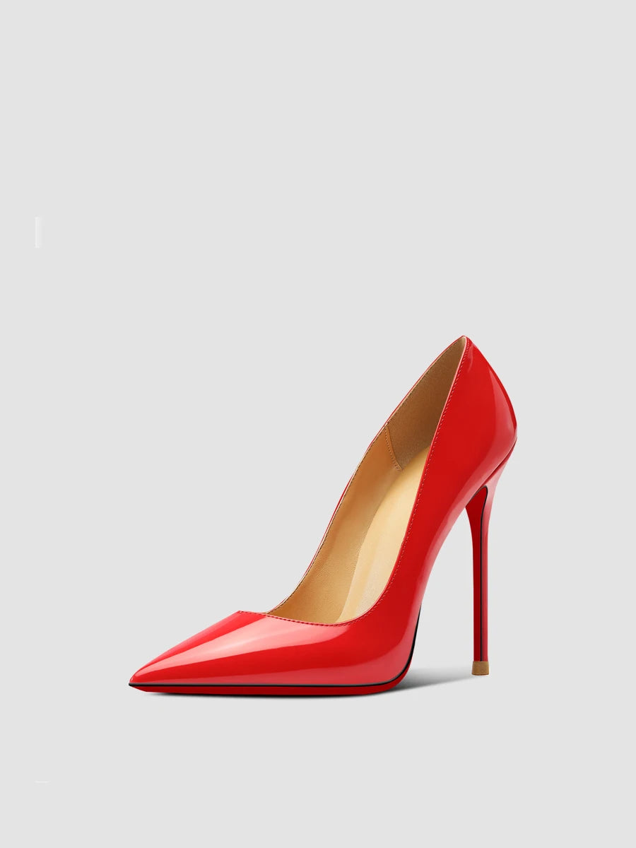 Red pointed high-heeled shoes