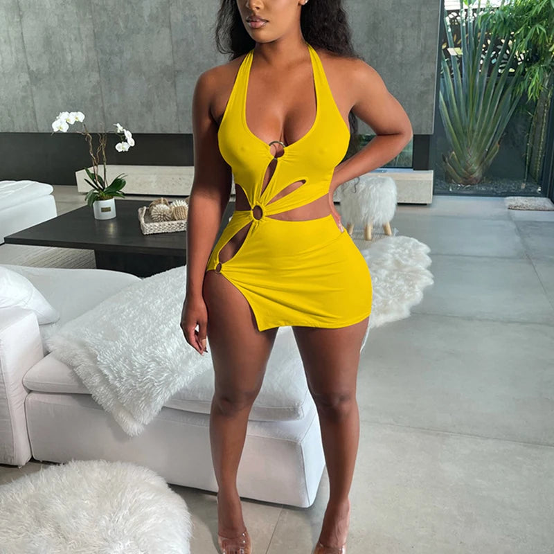 Stretch Slim Hollow Sexy Mini Bodycon Dress