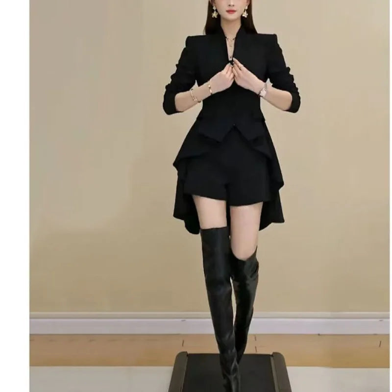 Elegant V-neck Long Sleeved short Dress