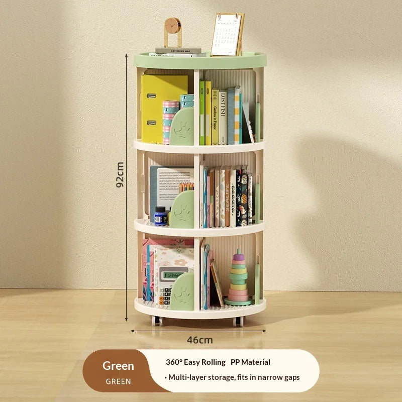 Rolling Rotating Bookshelf Bookcase