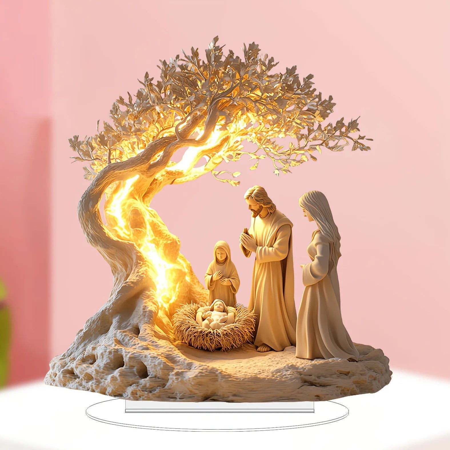 2D Flat Prayer under Moonlight Tree Decoration