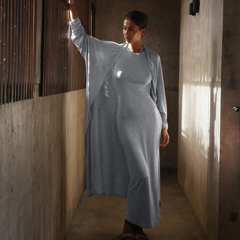 Elegant 2 Piece Bodycon Long Sleeve Cardigan