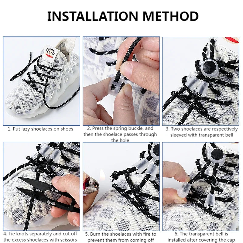 1 Pair Lazy Laces Elastic Snap Lock Shoelaces