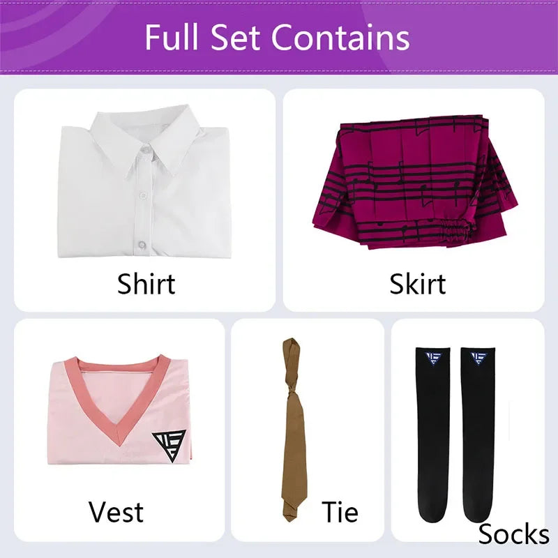 Costume de Cosplay Anime Danganronpa Kaede Akamatsu, gilet rose