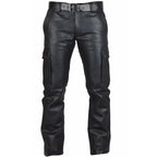 Faux Leather Slim-Fit Motorcycle Trousers