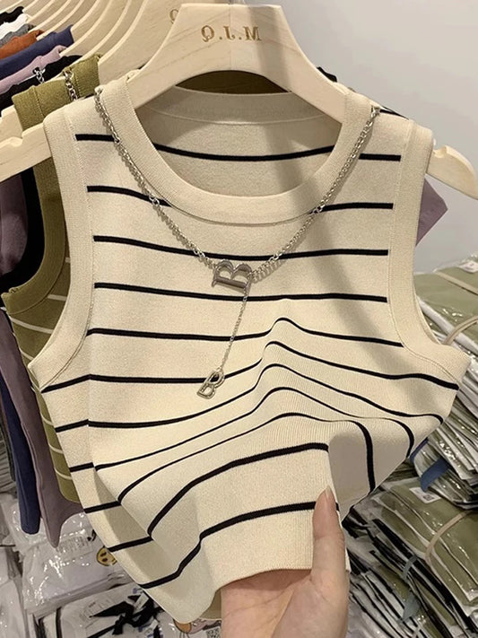 AOSSVIAO 2026 Short Knit Sleeveless crop top