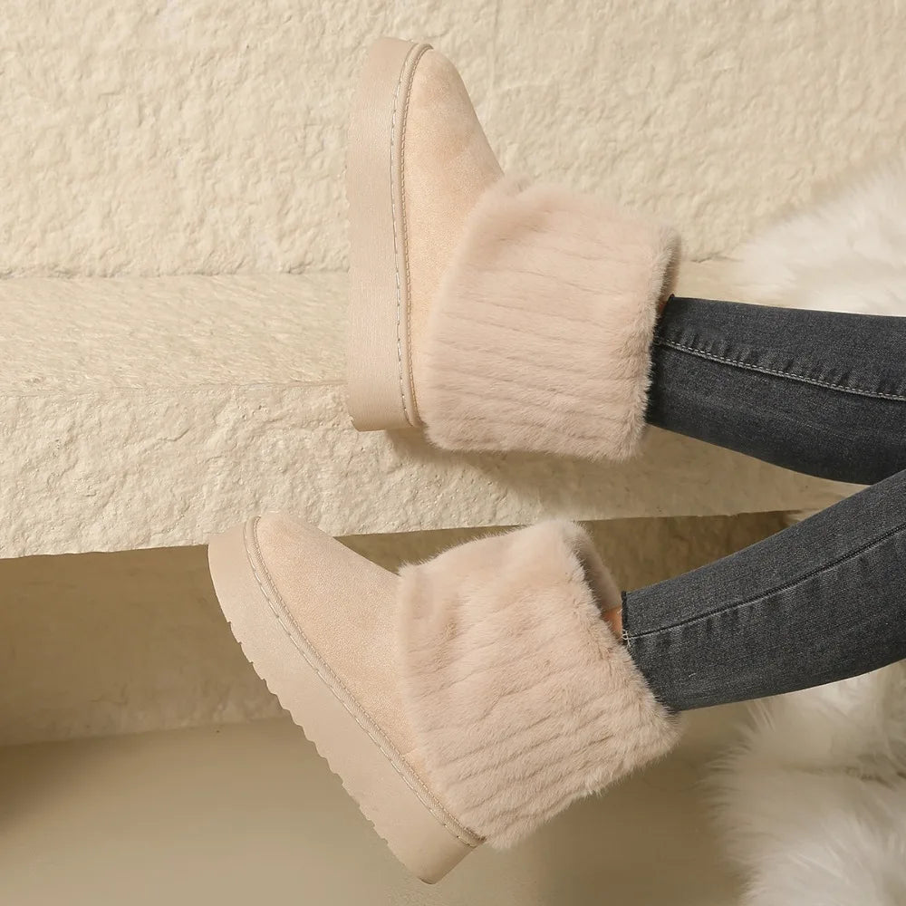 Plush Warm Mid Heel WaterProof Snow Boots
