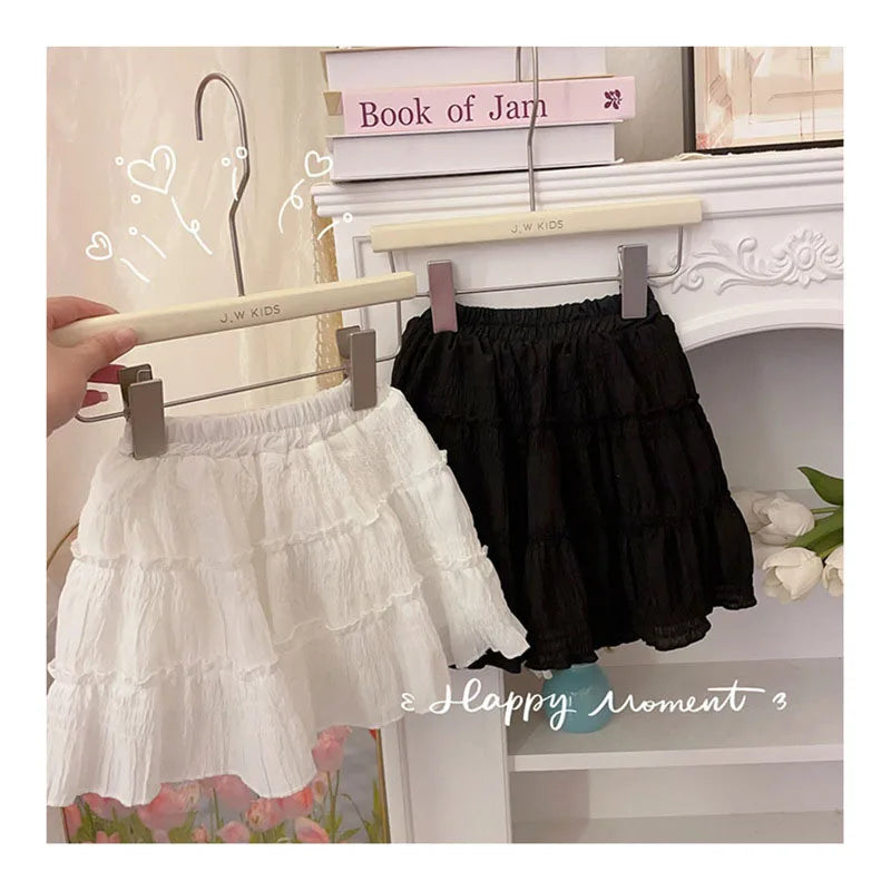 Summer Elastic Waist Layered Girls Short Skirt