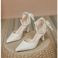 String Bead Pearls High Heels