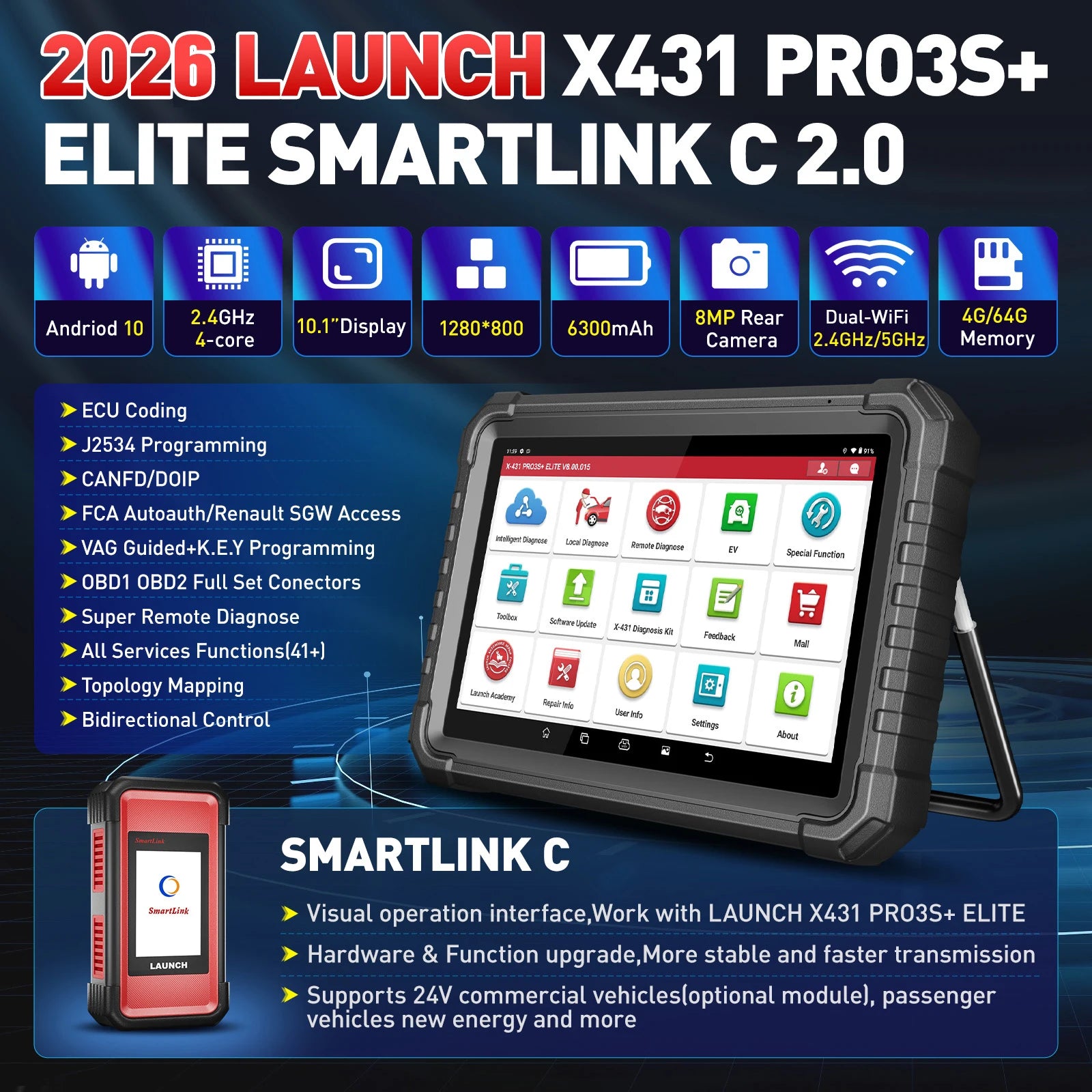 2026 LAUNCH X431 PRO3S+ Elite J2534 Offline Programming car diagnostic Tool