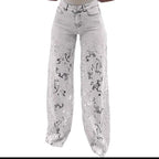High Waist Wide Leg Jeans Pants