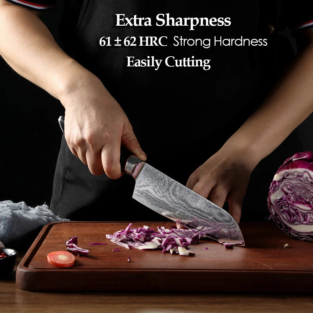 67-layer damascus steel kitchen bread santoku knives