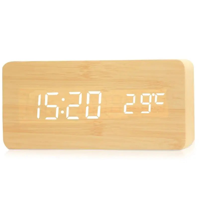 Wooden Digital Alarm Clock, LED Alarm Clock