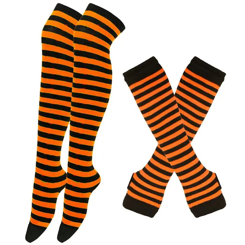 2Pair/ Gothic Punk Over Knee Long Stripe Socks